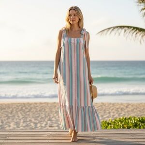 Ophelia & Indigo Maisy Maxi Dress XS Striped Boho cottagecore resort